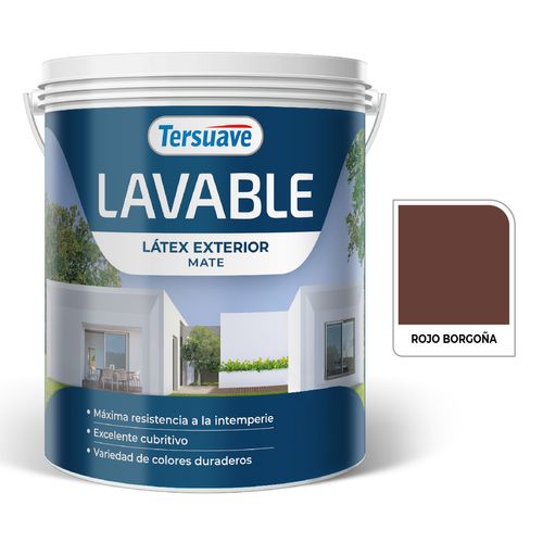 Latex Exterior Lavable Mate 4L Rojo Borgo¤a